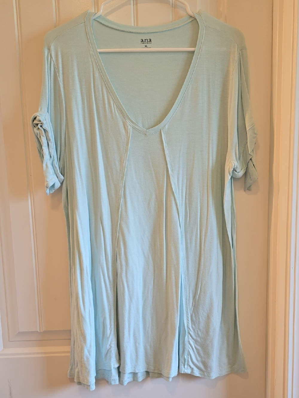 a.n.a Light Aqua V-Neck Short Sleeve Tunic